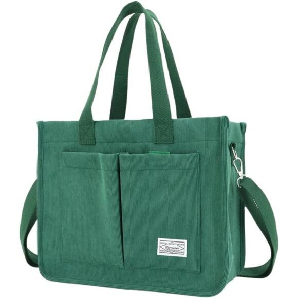 Tote Bag with Pockets, Green - Picture 1 of 4